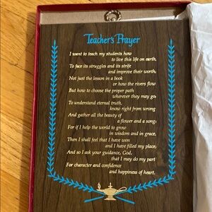 Teacher's Prayer Plaque with Blue and Gold Design